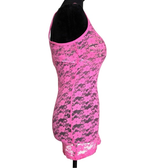 Vintage Aeropostale Woman’s Medium Sheer Pink Lace Tank Top Coverup - Picture 4 of 6